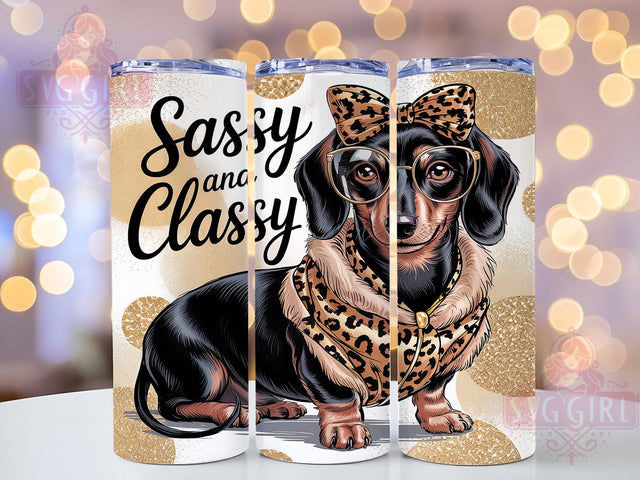 Sassy Classy Leopard Dachshund Tumbler Wrap, Classy Dachshund, Leopard Dog Tumbler, 20oz Tumbler Wrap, Sublimation Design, Dog Tumbler, Cute Dog Tumbler Sublimation SvggirlplusArt 