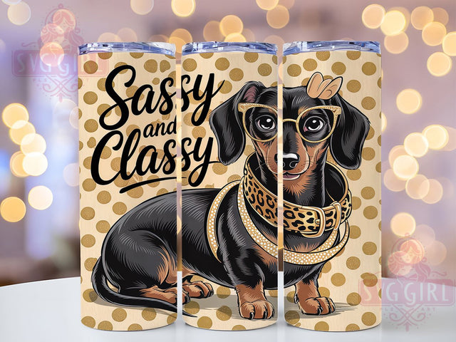 Sassy Classy Leopard Dachshund Tumbler Wrap, Classy Dachshund, Leopard Dog Tumbler, 20oz Tumbler Wrap, Sublimation Design, Dog Tumbler, Cute Dog Tumbler Sublimation SvggirlplusArt 