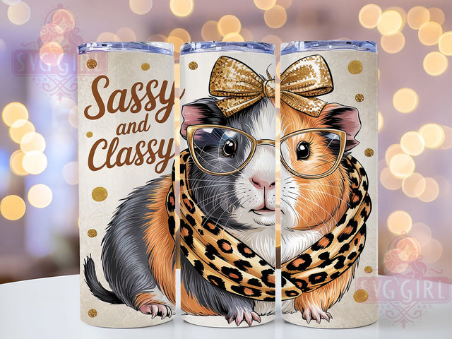 Sassy Classy Leopard Guinea Pig Tumbler Wrap, Classy Guinea Pig, Cavie Tumbler, Leopard Print Guinea Pig, 20oz Tumbler Wrap, Cute Cavie, Guinea Pig Tumbler Sublimation SvggirlplusArt 