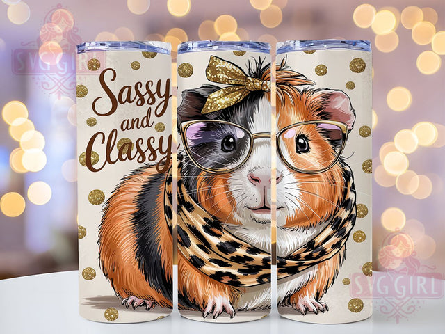 Sassy Classy Leopard Guinea Pig Tumbler Wrap, Classy Guinea Pig, Cavie Tumbler, Leopard Print Guinea Pig, 20oz Tumbler Wrap, Cute Cavie, Guinea Pig Tumbler Sublimation SvggirlplusArt 