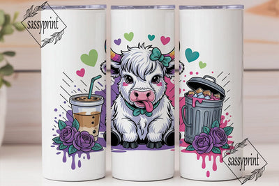 Sassy Cow Iced Coffee 20oz Tumbler Wrap Sublimation sassyprint 