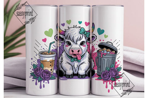 Sassy Cow Iced Coffee 20oz Tumbler Wrap Sublimation sassyprint 