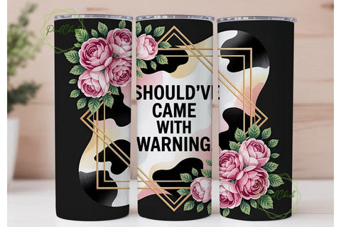 Sassy Cow Print Floral Tumbler Wrap Sublimation PixelChick 