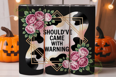 Sassy Cow Print Floral Tumbler Wrap Sublimation PixelChick 