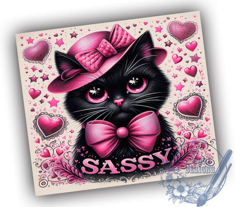 Sassy Cute Cat 20oz Skinny Tumbler, Cat Lovers Tumbler Png, Straight & Tapered Tumbler Wrap, Instant Digital Download Sublimation ToriDesigns 