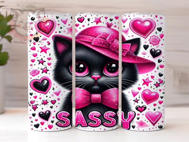 Sassy Cute Cat 20oz Tumbler Png, Straight & Tapered Tumbler Png, Funny Cat Tumbler Png, Digital Download PNG Sublimation Lara' s Designs 