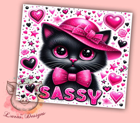 Sassy Cute Cat 20oz Tumbler Png, Straight & Tapered Tumbler Png, Funny Cat Tumbler Png, Digital Download PNG Sublimation Lara' s Designs 