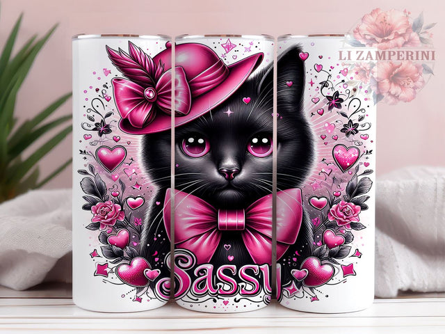 Sassy Cute Cat 20oz Tumbler Wrap PNG, Funny Cat Tumbler Png, Straight & Tapered Tumbler Wrap, Instant Digital Download Sublimation Li Zamperini 