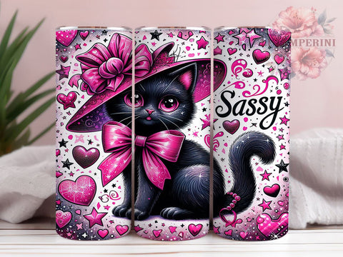Sassy Cute Cat 20oz Tumbler Wrap PNG, Funny Cat Tumbler Png, Straight & Tapered Tumbler Wrap, Instant Digital Download Sublimation Li Zamperini 