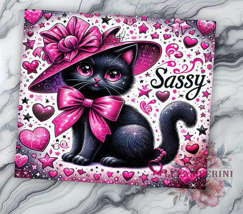 Sassy Cute Cat 20oz Tumbler Wrap PNG, Funny Cat Tumbler Png, Straight & Tapered Tumbler Wrap, Instant Digital Download Sublimation Li Zamperini 