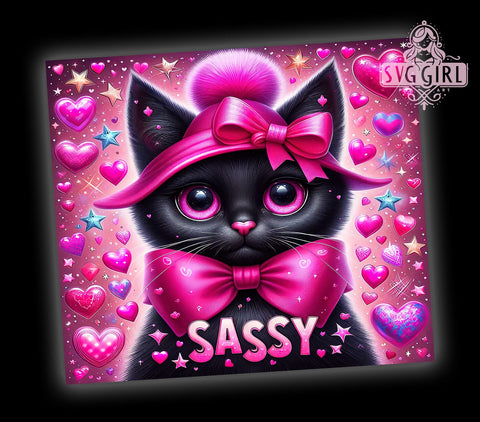 Sassy Cute Cat 20oz Tumbler Wrap Sublimation Design, Straight Tapered Tumbler Wrap, Cat Lovers Tumbler Png, Instant Digital Download Sublimation SvggirlplusArt 