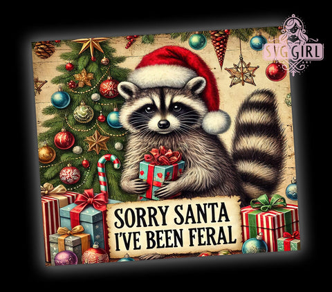 Sassy Feral Christmas Tumbler Wrap, Feral Tumbler, Sassy Christmas, 20oz Tumbler Wrap, Sublimation Design, Funny Holiday Gift, Santa Humor, Festive Drinkware Sublimation SvggirlplusArt 