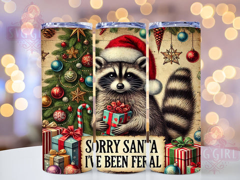 Sassy Feral Christmas Tumbler Wrap, Feral Tumbler, Sassy Christmas, 20oz Tumbler Wrap, Sublimation Design, Funny Holiday Gift, Santa Humor, Festive Drinkware Sublimation SvggirlplusArt 