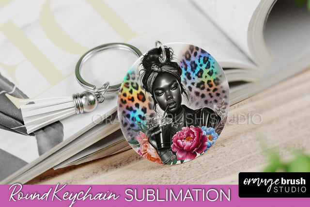Sassy Girl Keychain - Round Keychain Sublimation Design Sublimation OrangeBrushStudio 