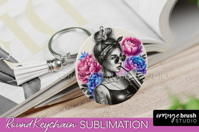 Sassy Girl Keychain - Round Keychain Sublimation Design Sublimation OrangeBrushStudio 