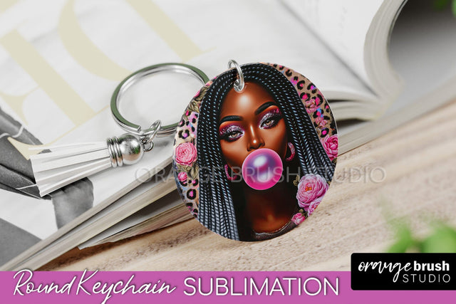Sassy Girl Keychain - Round Keychain Sublimation Design Sublimation OrangeBrushStudio 