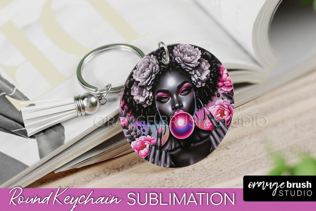Sassy Girl Keychain - Round Keychain Sublimation Design Sublimation OrangeBrushStudio 