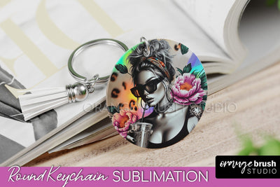 Sassy Girl Keychain - Round Keychain Sublimation Design Sublimation OrangeBrushStudio 