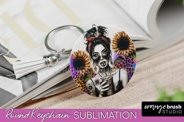 Sassy Girl Keychain - Round Keychain Sublimation Design Sublimation OrangeBrushStudio 