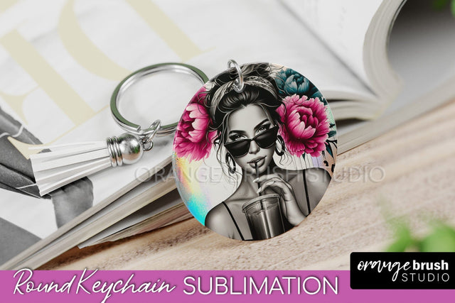 Sassy Girl Keychain - Round Keychain Sublimation Design Sublimation OrangeBrushStudio 
