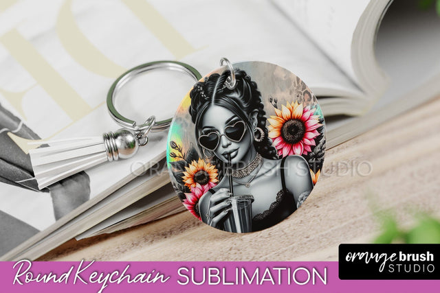Sassy Girl Keychain - Round Keychain Sublimation Design Sublimation OrangeBrushStudio 