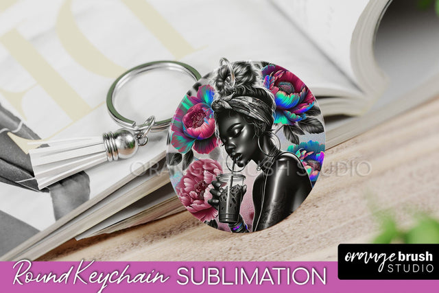 Sassy Girl Keychain - Round Keychain Sublimation Design Sublimation OrangeBrushStudio 