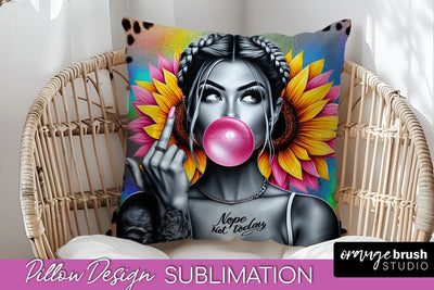 Sassy Girl Pillow Cover - Sarcastic Qoute Pillow Sublimation Sublimation OrangeBrushStudio 