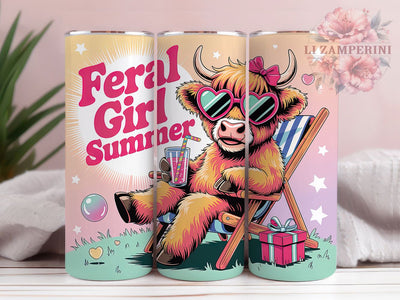 Sassy Highland Cow 20oz Tumbler Wrap, Feral Girl Summer Sublimation, Cartoon Cow PNG, Humorous Cow Design, 20oz Tumbler Wrap, Cute Cow Sublimation, Summer Vibes Wrap Sublimation Li Zamperini 