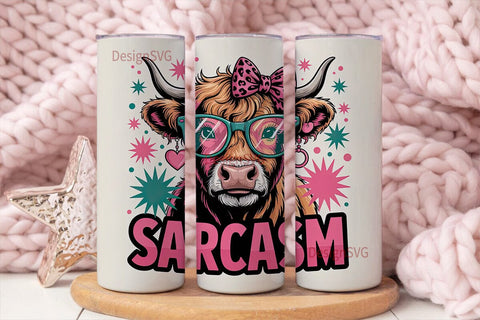 Sassy Highland Cow 20oz Tumbler Wrap Sublimation DesignSVG 