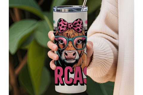 Sassy Highland Cow 20oz Tumbler Wrap Sublimation DesignSVG 