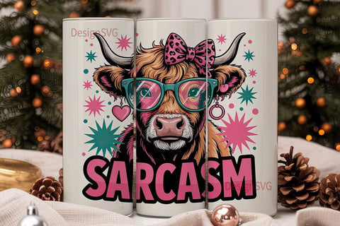 Sassy Highland Cow 20oz Tumbler Wrap Sublimation DesignSVG 