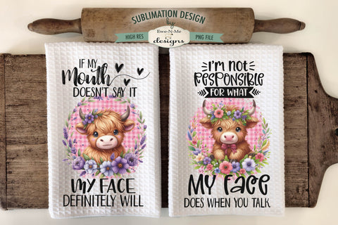 Sassy Highland Cow Sublimation Kitchen Towel Designs Sublimation Ewe-N-Me Designs 