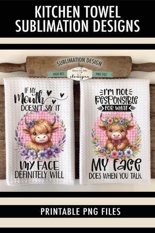 Sassy Highland Cow Sublimation Kitchen Towel Designs Sublimation Ewe-N-Me Designs 