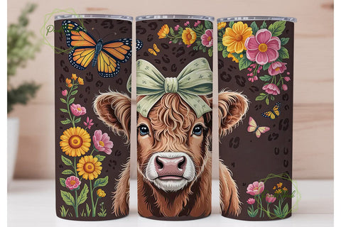 Sassy Highland Cow Tumbler Wrap PNG Sublimation PixelChick 