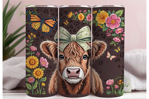 Sassy Highland Cow Tumbler Wrap PNG Sublimation PixelChick 
