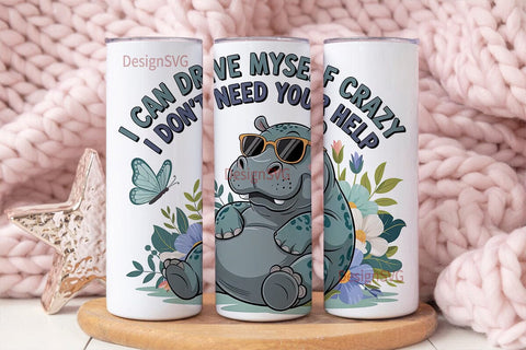 Sassy Hippo 20oz Tumbler Wrap Sublimation DesignSVG 