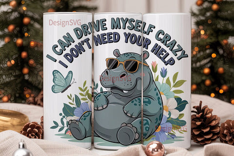 Sassy Hippo 20oz Tumbler Wrap Sublimation DesignSVG 