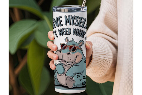 Sassy Hippo 20oz Tumbler Wrap Sublimation DesignSVG 