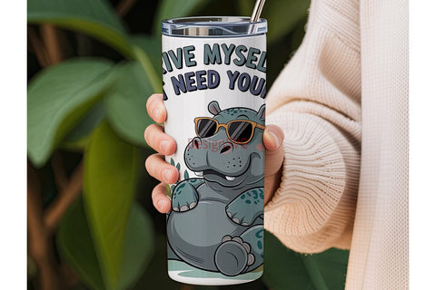 Sassy Hippo 20oz Tumbler Wrap Sublimation DesignSVG 