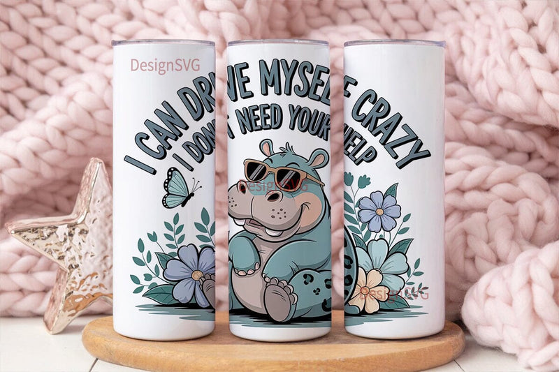 Sassy Hippo 20oz Tumbler Wrap Sublimation DesignSVG 