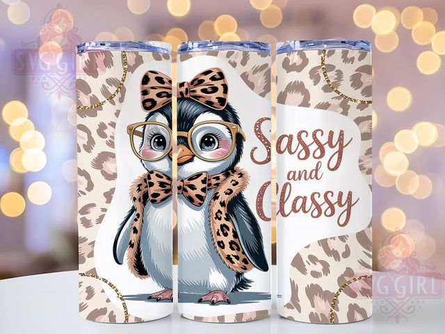 Sassy Leopard Penguin Tumbler Wrap, Leopard Print Penguin, Sassy Penguin Design, Classy Animal Tumbler, Winter Animal Sublimation, 20oz Tumbler Template, Funny Penguin Gift Sublimation SvggirlplusArt 