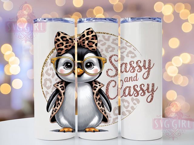 Sassy Leopard Penguin Tumbler Wrap, Leopard Print Penguin, Sassy Penguin Design, Classy Animal Tumbler, Winter Animal Sublimation, 20oz Tumbler Template, Funny Penguin Gift Sublimation SvggirlplusArt 
