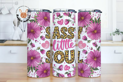 Sassy Little Soul 20 oz Tumbler Wrap PNG, 20 oz Skinny Tumbler Sublimation Designs PNG, Western Flower Tumbler Digital Download Sublimation Rabbitmakies 