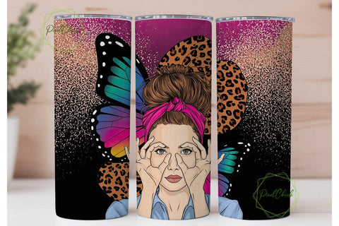 Sassy Peeking Woman Pink Leopard Tumbler Sublimation PixelChick 