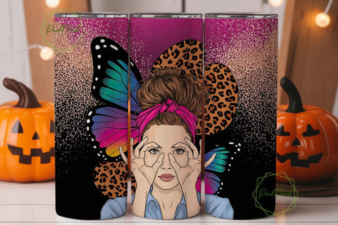 Sassy Peeking Woman Pink Leopard Tumbler Sublimation PixelChick 