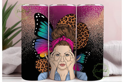 Sassy Peeking Woman Pink Leopard Tumbler Sublimation PixelChick 