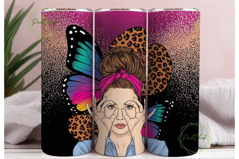 Sassy Peeking Woman Pink Leopard Tumbler Sublimation PixelChick 