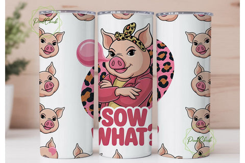 Sassy Pig 20oz Tumbler Wrap Sublimation PixelChick 
