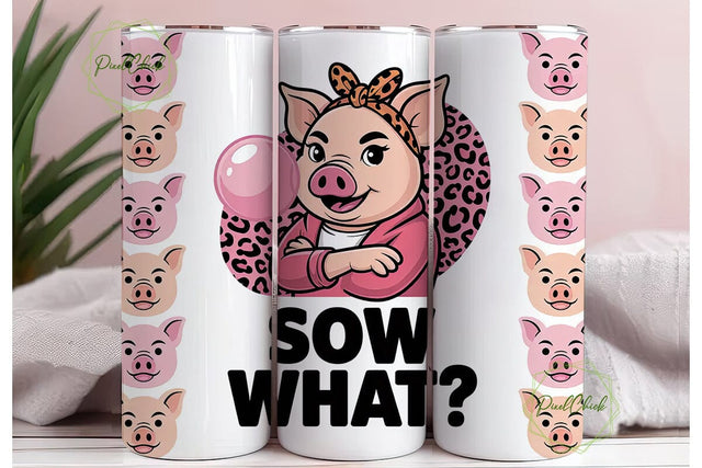 Sassy Pig 20oz Tumbler Wrap Sublimation PixelChick 