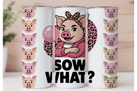 Sassy Pig 20oz Tumbler Wrap Sublimation PixelChick 